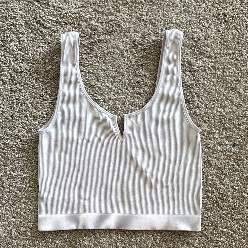White Ribbed Crop Top